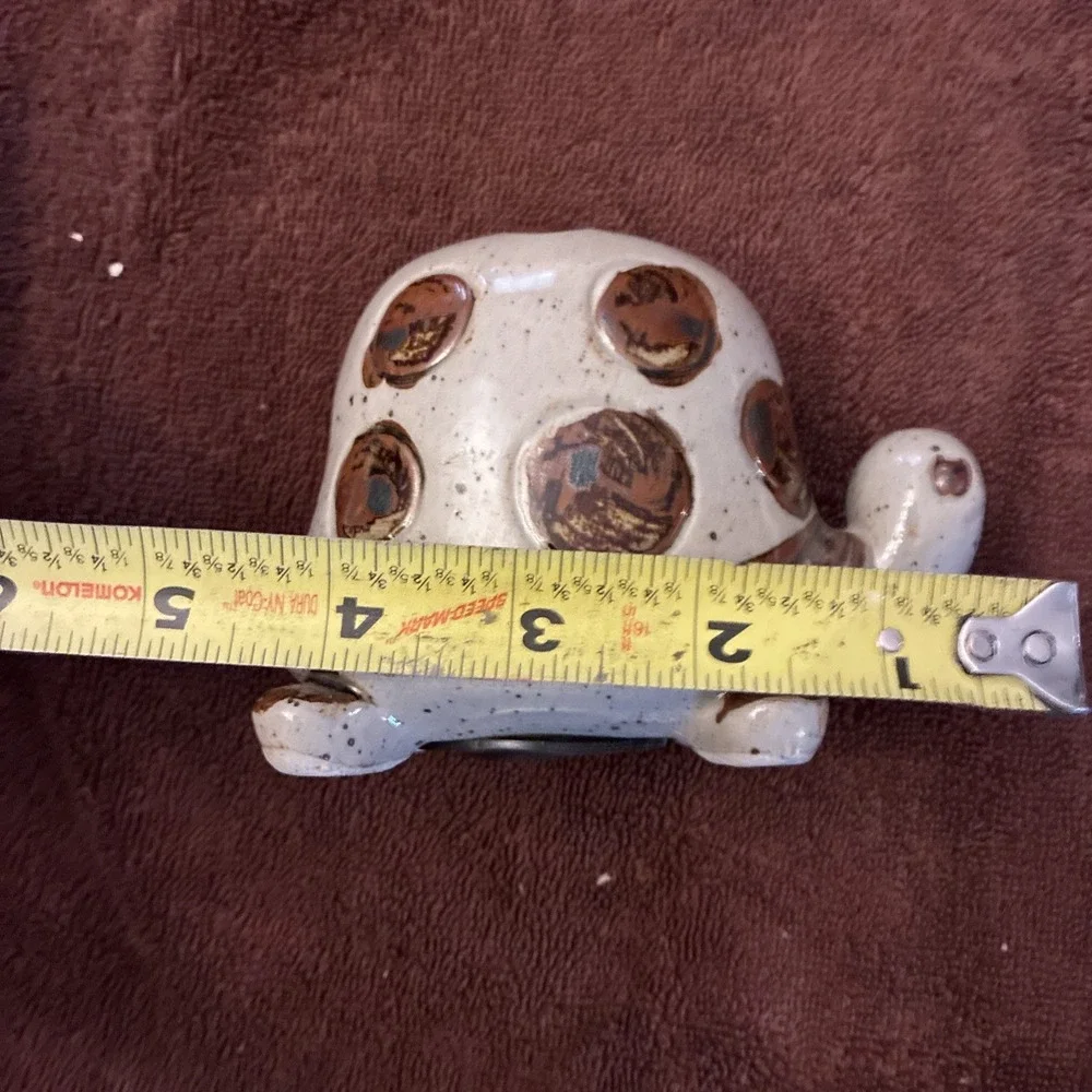 Lovely Ceramic Turtle Piggy Bank Brown Poka Dots And Speckles Counterpoint